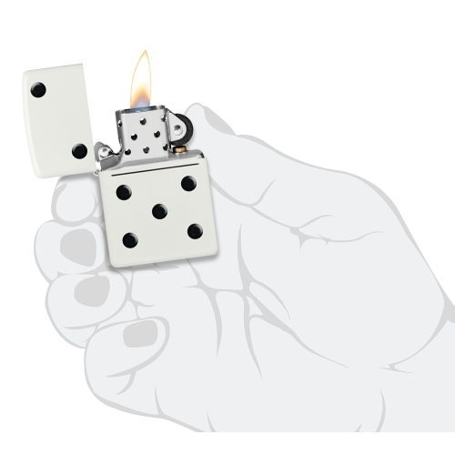 Зажигалка ZIPPO Домино с белым матовым покрытием | Domino Design White Matte, латунь/сталь, белая, м