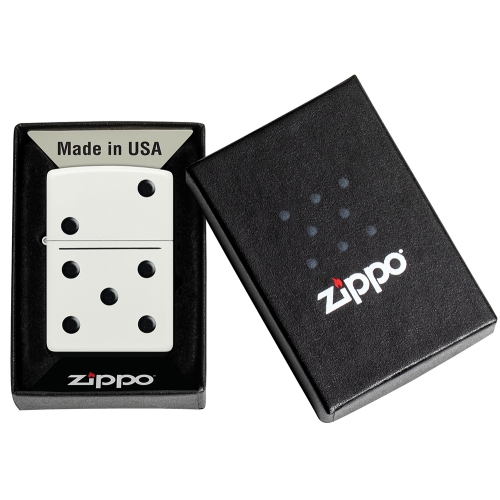 Зажигалка ZIPPO Домино с белым матовым покрытием | Domino Design White Matte, латунь/сталь, белая, м
