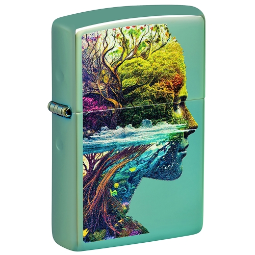 Зажигалка ZIPPO Единение с природой с зеленым глянцевым покрытием | One with Nature Design High Poli