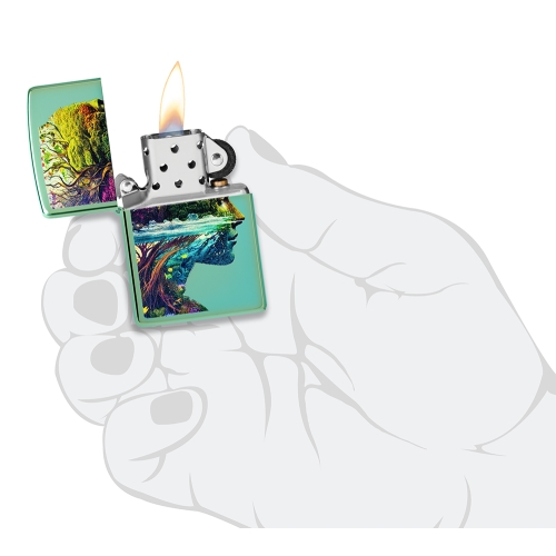 Зажигалка ZIPPO Единение с природой с зеленым глянцевым покрытием | One with Nature Design High Poli