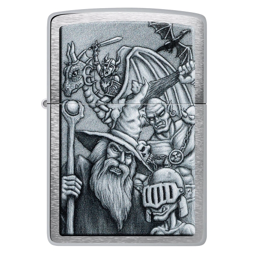 Зажигалка ZIPPO Мифические существа с покрытием матовый хром | Mystical Beings Design Brushed Chrome