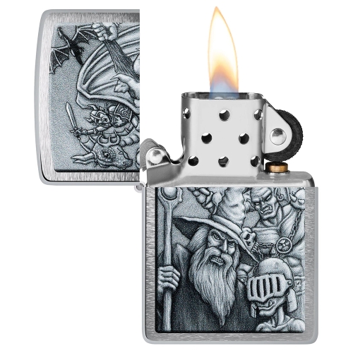 Зажигалка ZIPPO Мифические существа с покрытием матовый хром | Mystical Beings Design Brushed Chrome