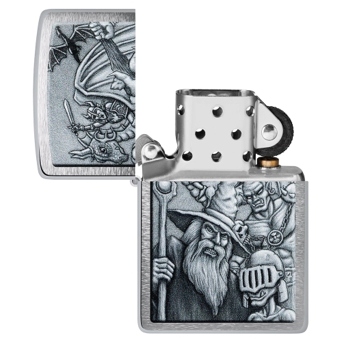 Зажигалка ZIPPO Мифические существа с покрытием матовый хром | Mystical Beings Design Brushed Chrome