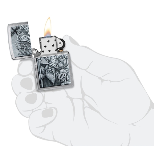 Зажигалка ZIPPO Мифические существа с покрытием матовый хром | Mystical Beings Design Brushed Chrome
