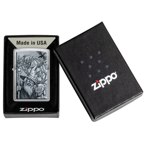 Зажигалка ZIPPO Мифические существа с покрытием матовый хром | Mystical Beings Design Brushed Chrome