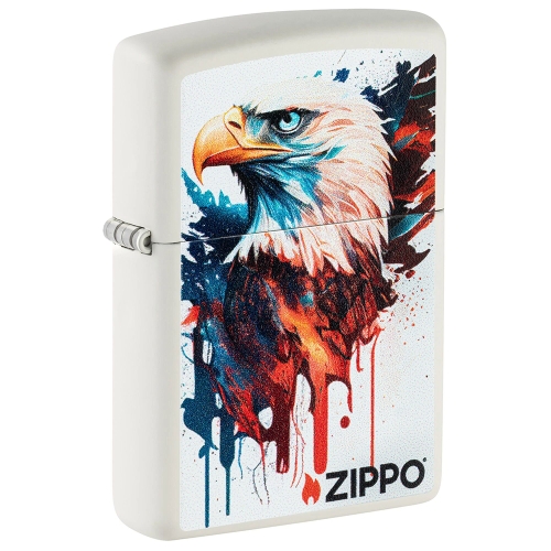Зажигалка ZIPPO Нарисованный орел с белым матовым покрытием | Painted Eagle Design White Matte, лату