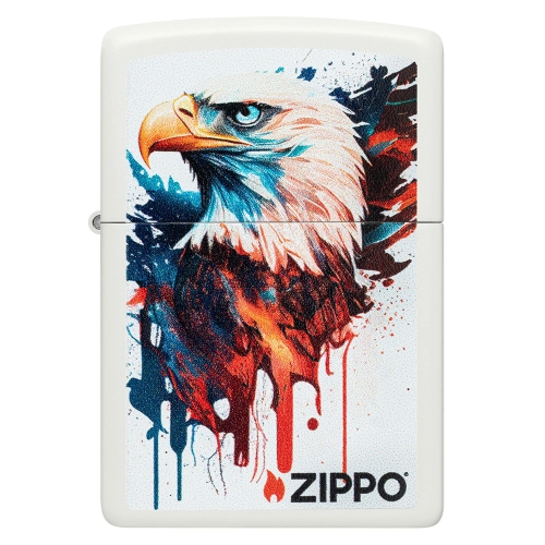 Зажигалка ZIPPO Нарисованный орел с белым матовым покрытием | Painted Eagle Design White Matte, лату
