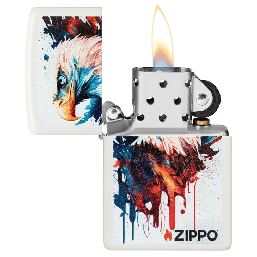 Зажигалка ZIPPO Нарисованный орел с белым матовым покрытием | Painted Eagle Design White Matte, лату