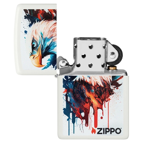 Зажигалка ZIPPO Нарисованный орел с белым матовым покрытием | Painted Eagle Design White Matte, лату