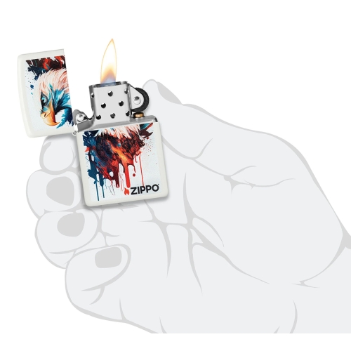 Зажигалка ZIPPO Нарисованный орел с белым матовым покрытием | Painted Eagle Design White Matte, лату