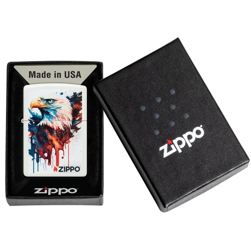 Зажигалка ZIPPO Нарисованный орел с белым матовым покрытием | Painted Eagle Design White Matte, лату