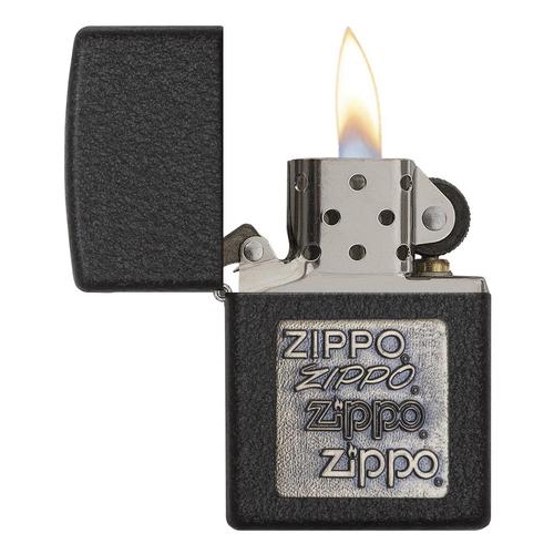 Зажигалка Zippo с покрытием Black Crackle, латунь/сталь, чёрная, матовая, 36x12x56 мм