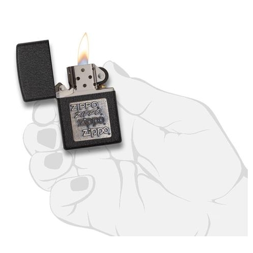 Зажигалка Zippo с покрытием Black Crackle, латунь/сталь, чёрная, матовая, 36x12x56 мм