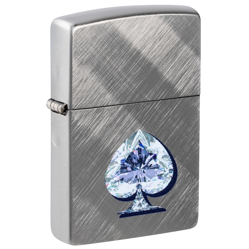 Зажигалка ZIPPO Сверкающая карта Пик с покрытием Диагональное плетение | Gleaming Spade Design Diago