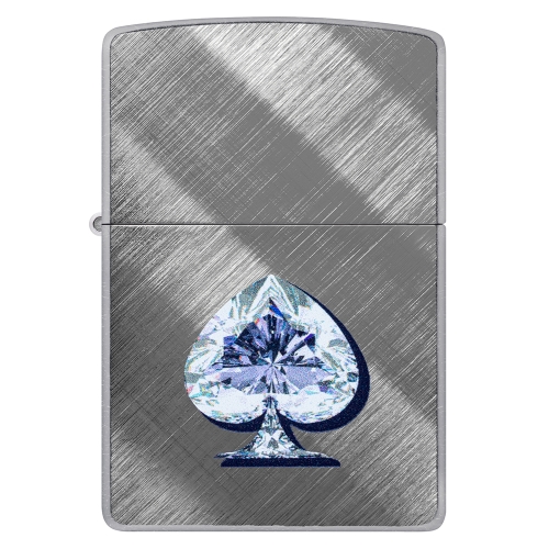 Зажигалка ZIPPO Сверкающая карта Пик с покрытием Диагональное плетение | Gleaming Spade Design Diago