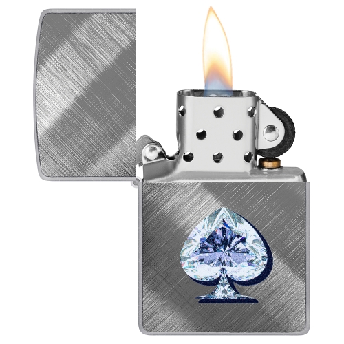 Зажигалка ZIPPO Сверкающая карта Пик с покрытием Диагональное плетение | Gleaming Spade Design Diago