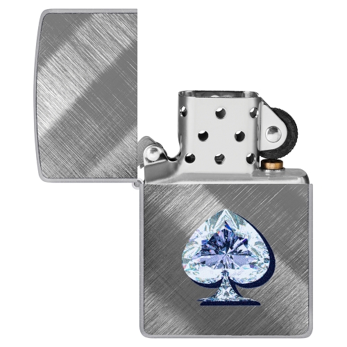 Зажигалка ZIPPO Сверкающая карта Пик с покрытием Диагональное плетение | Gleaming Spade Design Diago