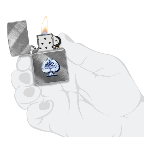 Зажигалка ZIPPO Сверкающая карта Пик с покрытием Диагональное плетение | Gleaming Spade Design Diago