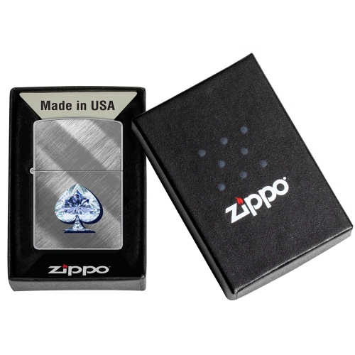 Зажигалка ZIPPO Сверкающая карта Пик с покрытием Диагональное плетение | Gleaming Spade Design Diago