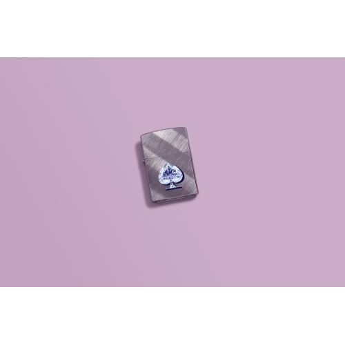 Зажигалка ZIPPO Сверкающая карта Пик с покрытием Диагональное плетение | Gleaming Spade Design Diago
