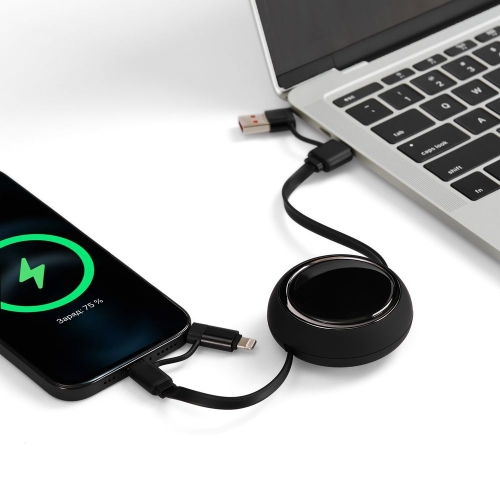 Складной кабель с переходниками pocketCoil, черный